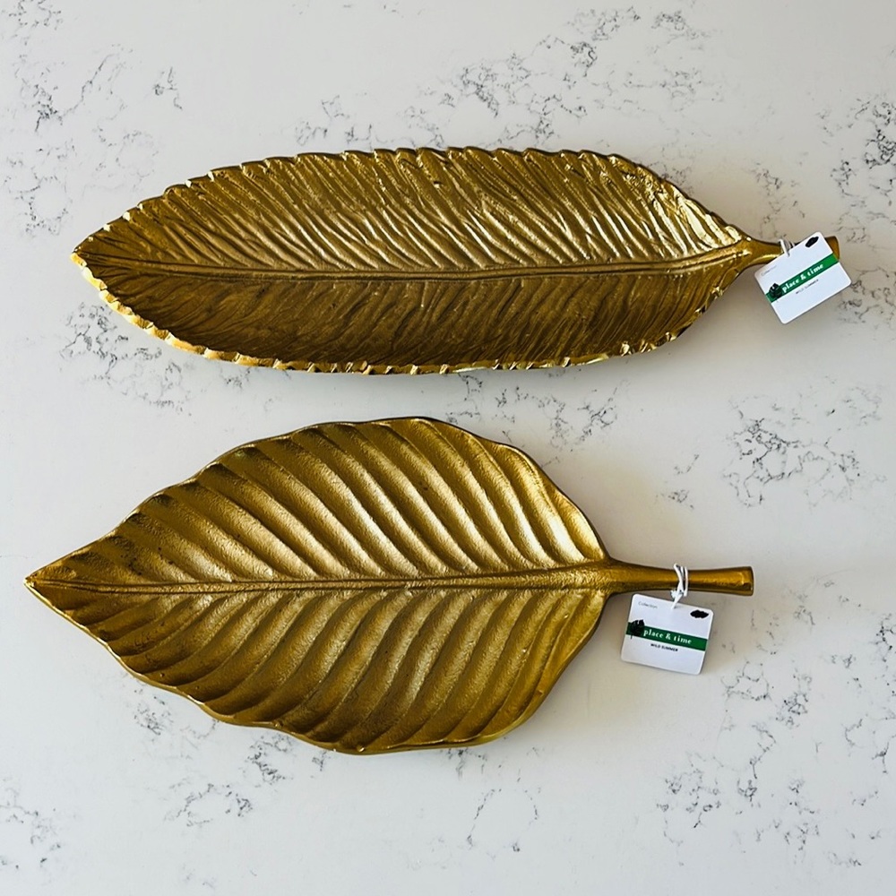 Place & Time Summer long Leaf Tray-Gold - Picture 14 of 14